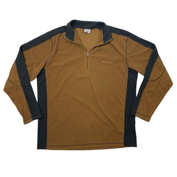 Columbia Fleece Mens M Brown Black Klamath Range Half Zip Pullover Sweatshirt - Picture 1 of 13